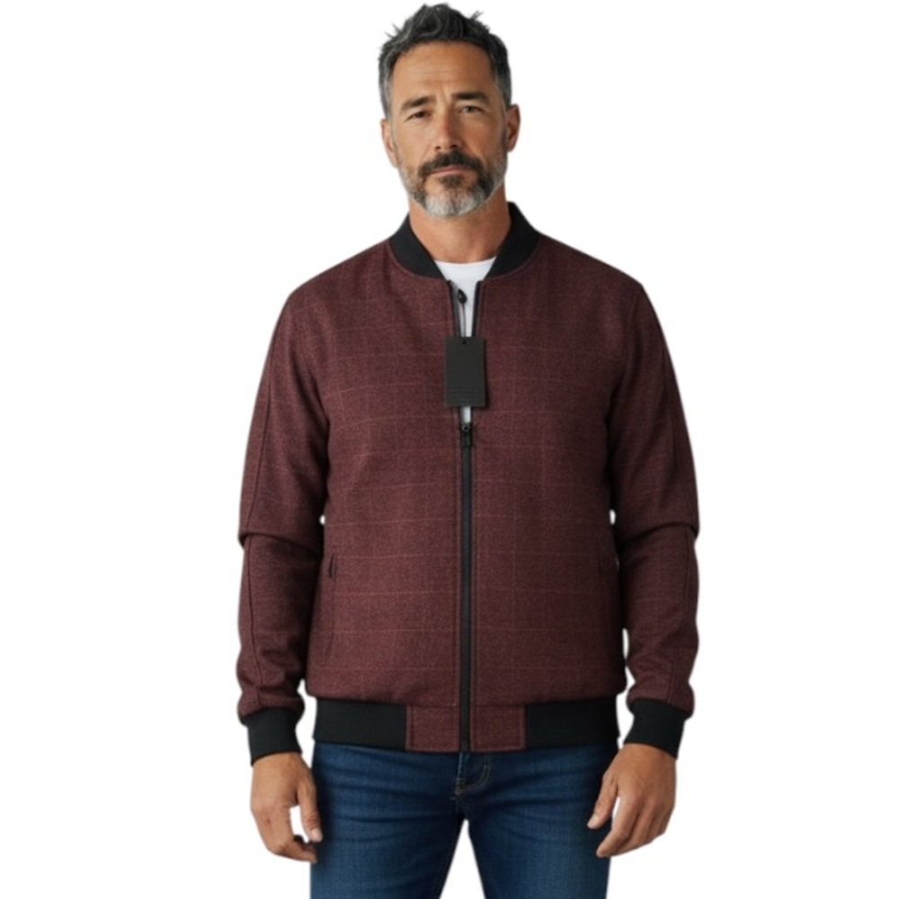 New Indigo Star Men's Burgundy Jacket Bomber Size M